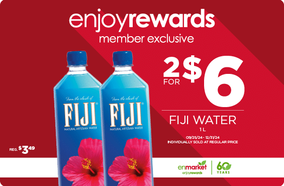 2 for $6 Fiji Water 1L with Enjoy Rewards. Individually sold at regular price.