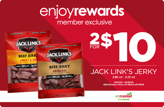 2 for $10 Jack Link's Jerky with Enjoy Rewards.