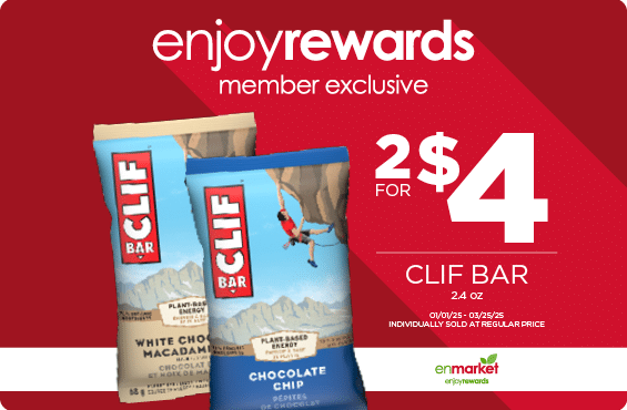 2 for $4 Clif Bar 2.4oz with Enjoy Rewards