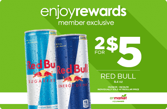 2 for $5 Red Bull 8.4oz (with Enjoy Rewards)