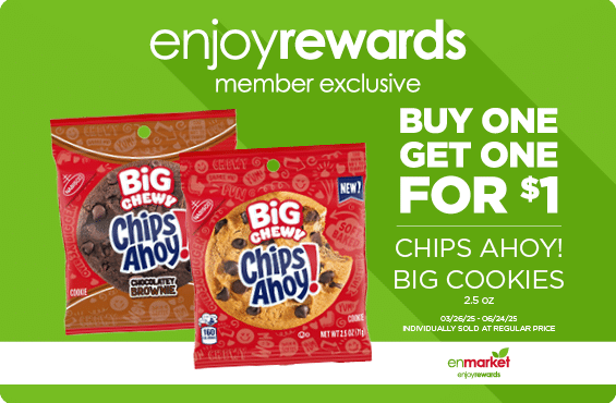 Buy One Get One For $1 Chips Ahoy! Big Cookies 2.5oz (with Enjoy Rewards)