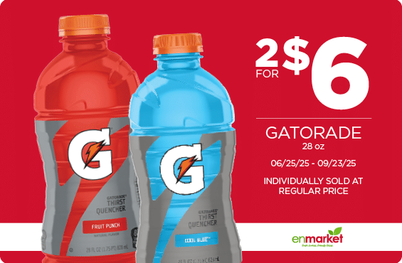 2 for $6 Gatorade 28oz (with Enjoy Rewards)