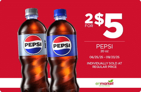 2 for $5 Pepsi 20oz (with Enjoy Rewards)