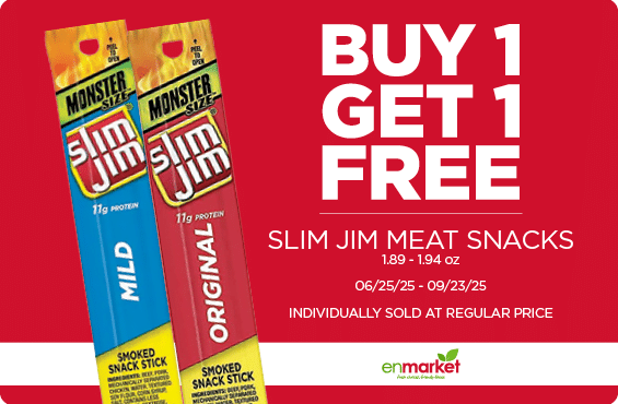 Buy 1 Get 1 Free Slim Jim Meat Snacks 1.89-1.94oz (with Enjoy Rewards)