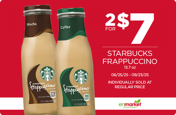 2 for $7 Starbucks Frappuccino 13.7oz (with Enjoy Rewards)