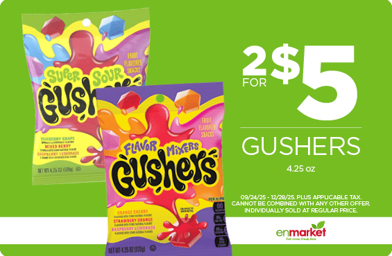2 for $5 Gushers 4.25oz (with Enjoy Rewards)