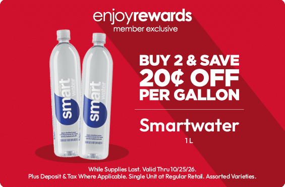 Buy 2 Get 20¢ Off Per Gallon Smart Water 1L (with Enjoy Rewards)