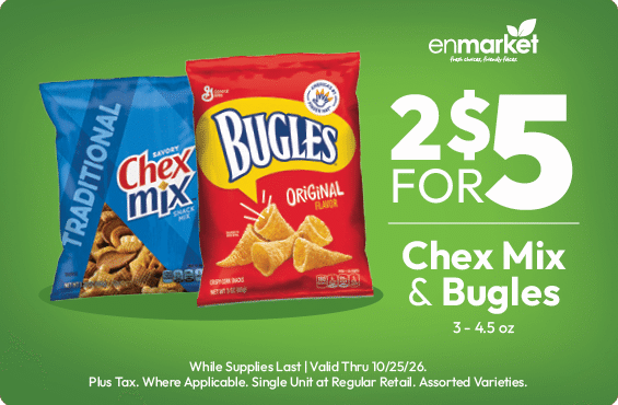 2 for $5 Chex Mix & Bugles