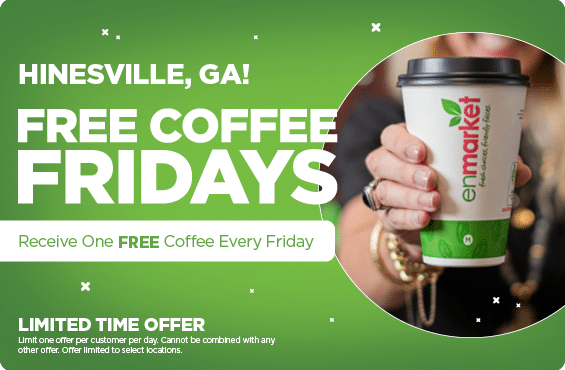 One FREE coffee every Friday in Hinesville, GA.